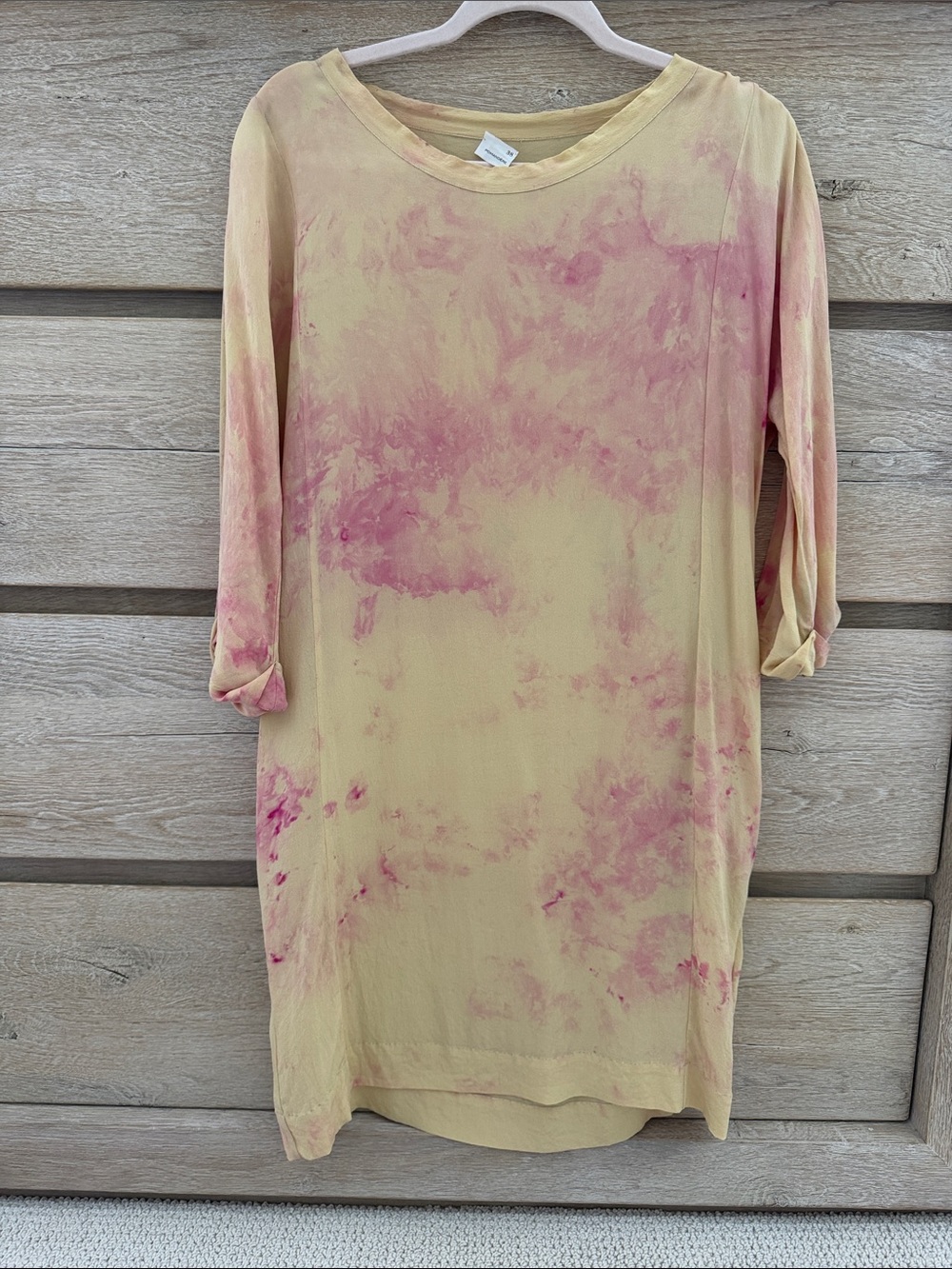 SOFT SILK Yellow & Pink Tie-Dye shift Dress
